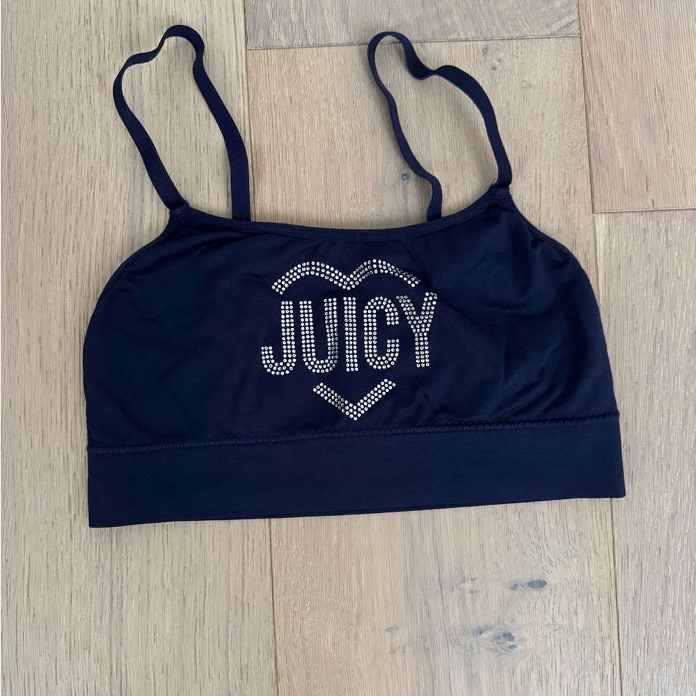 Juicy Couture Dark Blue Sports Bra with Silver Accents